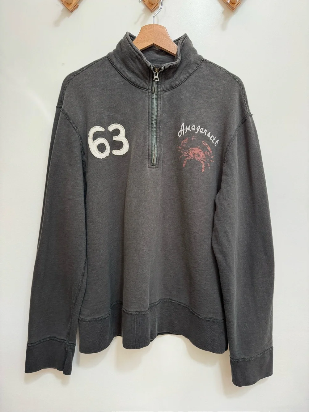 J. Crew Amagansett Embroidered Crab Quarter Zip Pullover Sweatshirt Men’s Large